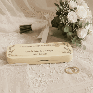 CAJA Y BOLÍGRAFO PARA TESTIGO DE BODA